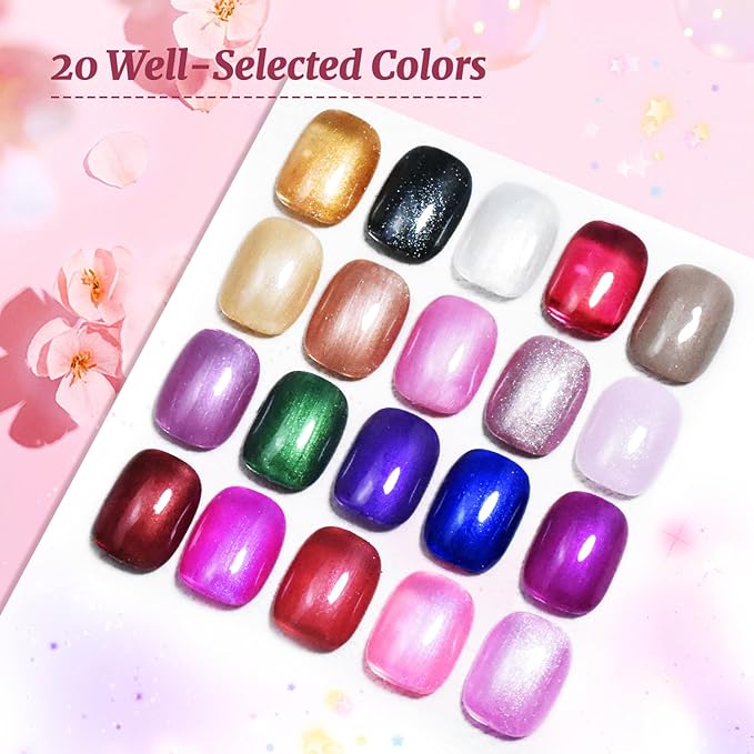 JODSONE 20 Glitter Color Gel Nail Polish Kit 3 Bottles of No Wipe Base Coat Glossy and Matte Top Coat Gel Polish Set High Shine Gorgeous-GlimoraGlow