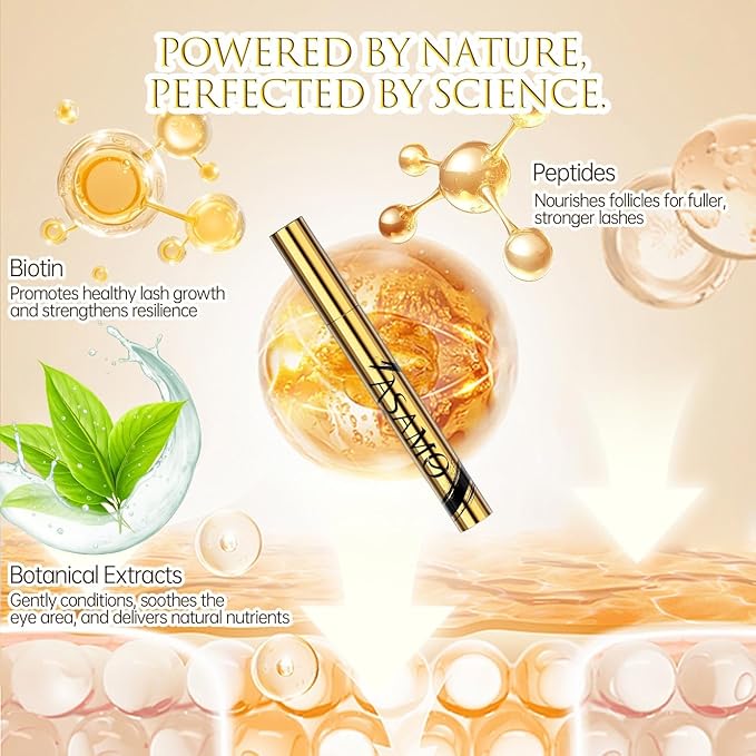 Eyelash & Eyebrow Growth Serum – 15 Plant Extracts for Longer, Denser & Fuller Lashes & Brows, Boosts Natural Hair Development,eyelash serum,Hypoallergenic Oil-Free,lash growth serum (Golden Yellow)-GlimoraGlow