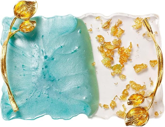 2023 Retro Nail Art Palette, Nail Painting Mixed Color Palette with Leaves Handle, Nail Holder Gel Color Makeup Display Board Pallet (Green)-GlimoraGlow