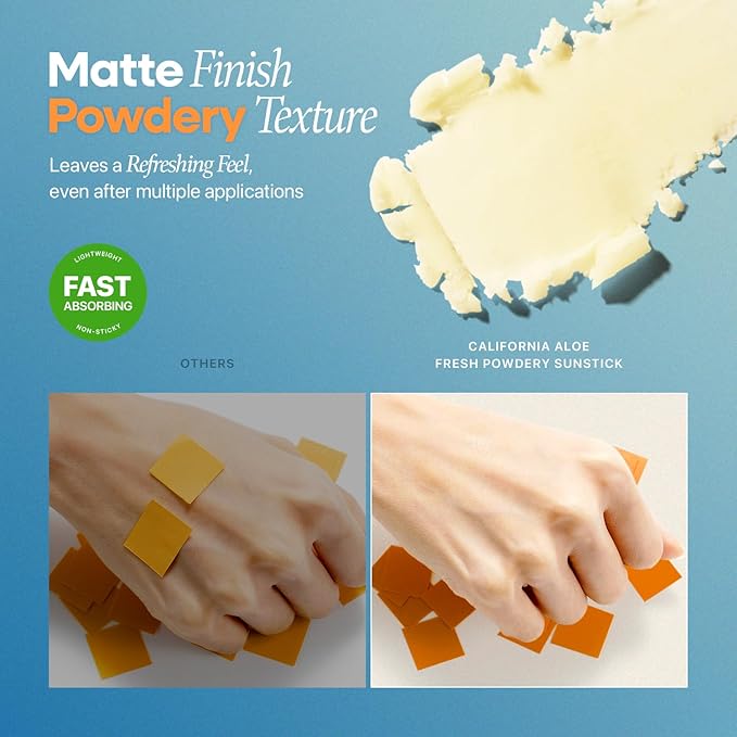 Nature Republic California Aloe Fresh Powdery Sun Stick Broad Spectrum SPF50+ | Korean Sunscreen Travel Size Suncare Sunblock, No Whitecast, non-sticky, Water resistant-GlimoraGlow