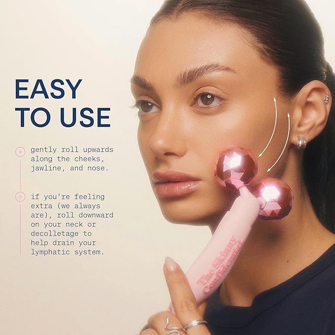 The Skinny Confidential Face Roller - Pink Balls Eye & Facial Roller Massager - Face Massage Tools Skincare for Wrinkles & Fine Lines, Sculpt, Contour, Tighten & De-Puff Skin-GlimoraGlow