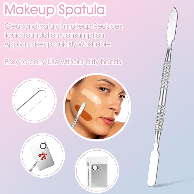 10-in-1 Makeup Spatula and Powder Puff Set with Professional Cosmetic Palette Triangle Puff for Eye Shadow Spatula Facial Cosmetic Makeup Tool for Eyelashe Body-GlimoraGlow