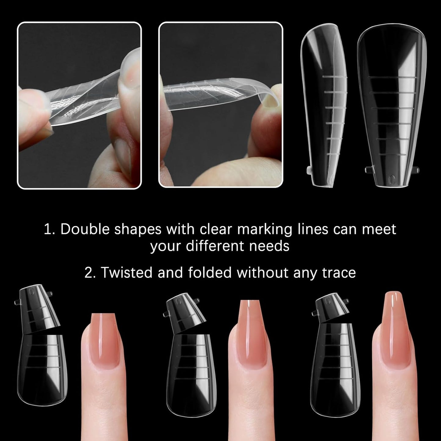 120 Pcs Poly Extension Gel Dual Nail Forms and Molds - Ballet Coffin Nail Forms Set for Gel Manicure DIY at Home-GlimoraGlow