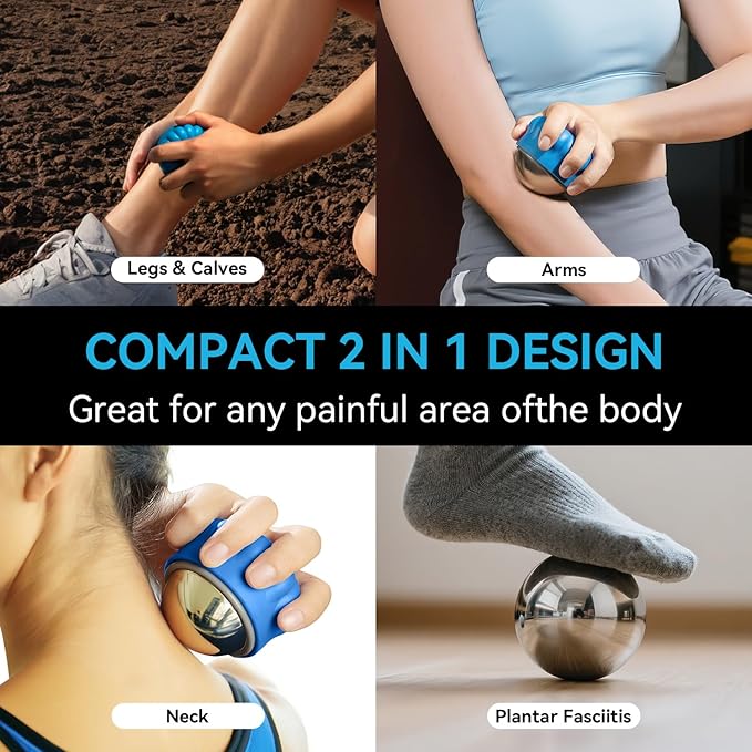 iECO Massage Ice Roller Ball - Stainless Steel Cold & Heat Therapy Massage Tool for Deep Tissue, Sore Muscle, Trigger Point, Muscle Knots Full Body Relax-GlimoraGlow