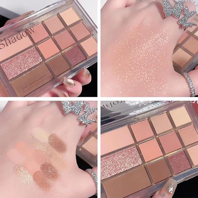 12 Girds Colorful Matte Shimmer Eyeshadow Palette for Eye Makeup,High Pigmented Eye Shadow Primers Powder Palet de sombras de ojos 12-B-GlimoraGlow