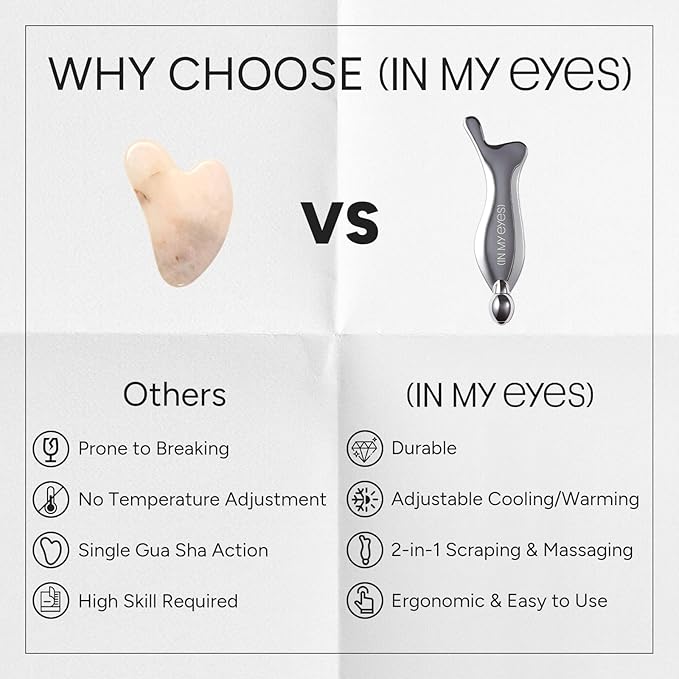 In My Eyes Gua Sha Tool for Face & Eye, Stainless Steel Gua Sha Facial Massager Tool for Reduce Puffiness, Ease Facial Tension & Promote Lymphatic Drainage-GlimoraGlow