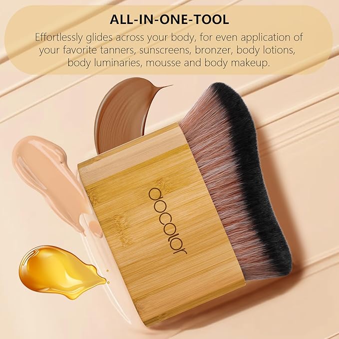 docolor Self Tanner Brush Large Body Makeup Brush, Soft Vegan Tanning Brush no stripes, for Foundation, Self-tanner, Bronzer, Self Tan Back Applicator Body + Face Self-Tan Blending Brush Gift Box-GlimoraGlow