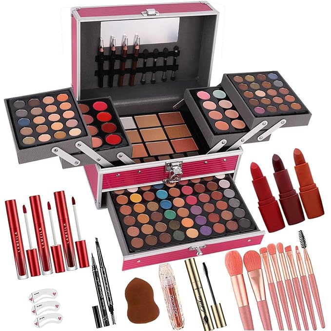 132 Color All- In- One Makeup For Women Full Kit,Professional Makeup Kit,Makeup Gift Set for Women &Girls,Include eyeshadow/lipstick/concealer/Lip Gloss/Eyeliner/Mascara/Makeup Brushes(Pink)-GlimoraGlow