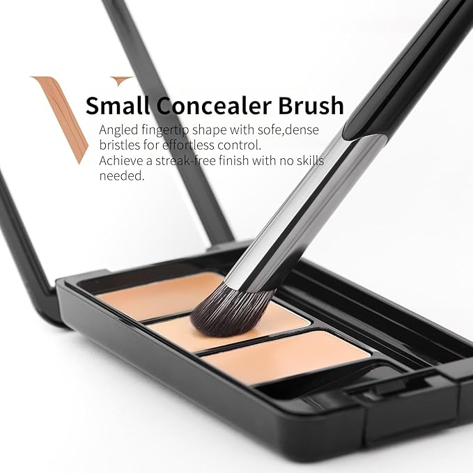 DUcare Nose Contour Brush, Angled Concealer Brush Under Eye, Small Under Eye Makeup Brush for Dark Circles Puffiness Puffy Face Eyebrow Eyes (V02 Mini Contour Brush)-GlimoraGlow