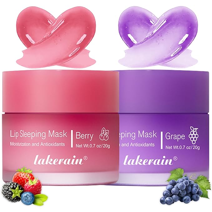 2 Pcs Lip Sleeping Mask, Lip Mask Overnight Hydrate Repair Sleeping Lip Mask, Moisturizing Lip Balm Lip Care Anti Dry Cracked Lip Cream, Lip Scrubs Exfoliator Reduce Lip Lines-GlimoraGlow