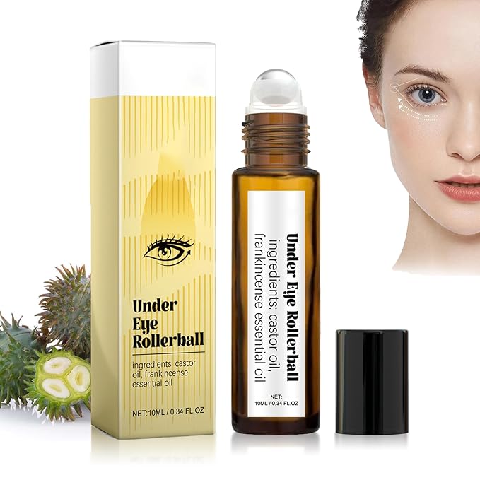 Time Eraser Rollerball Castor Oil and Frankincense, Time Eraser Rollerball, Castor Oil and Frankincense Eye Roller for Reducing Dark Circles and Bags Under Eyes-GlimoraGlow