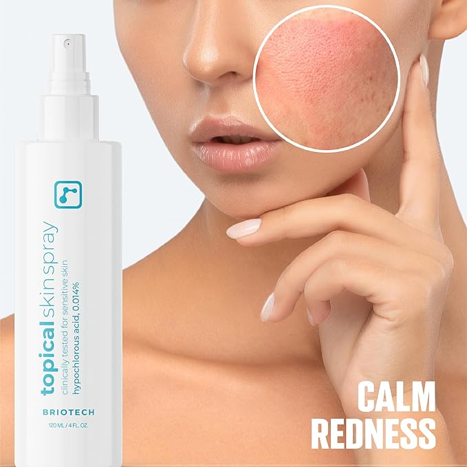 BRIOTECH Topical Skin Spray, Hypochlorous Acid Spray for Sensitive Skin, HOCl Facial Mist, Full Body Support Against Irritation, Calm Redness, Soothe Foot & Scalp, 4 oz (2 Pack)-GlimoraGlow