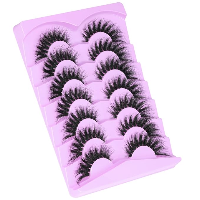 Lashes Clear Band Fox Eye Lashes 3D Volume Faux Mink Eyelashes Wispy False Eyelashes Strips 7 Pairs by Kiromiro-GlimoraGlow