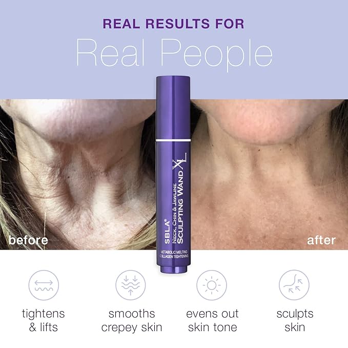 SBLA Neck, Chin & Jawline Sculpting Wand XL – Melts Neck Fat Under The Chin & Along Jowls, Lifts & Sculpts The Entire Area & Reduces Lines, Boosts Collagen Production-GlimoraGlow