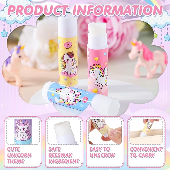 100 Pcs Unicorn Party Favors Lip Balms Bulk for Kids Birthday Party Moisturizing Lip Balm for Unicorn Themed Celebration Gifts Lip Care Products for Classroom Rewards Favor Party Supplies-GlimoraGlow