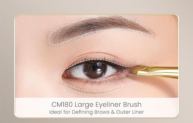 Desert Oak Series Angled Eyeliner Brush - Ultra-Fine Nylon Bristles for Razor-Sharp Gel/Liquid/Powder Lines, Anti-Smudge Design, Ebana Handle & Brass Ferrule (CM 180)-GlimoraGlow