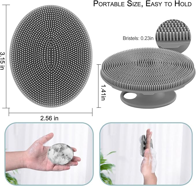 INNERNEED Silicone Face Exfoliating Brush Manual Handheld Facial Cleansing Scrubber Blackhead Remover, Food-Grade Soft Bristle (Dark Blue+Gray)-GlimoraGlow