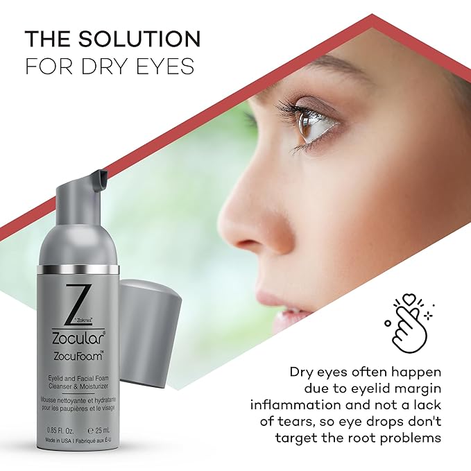 ZocuFoam Eyelid Cleanser - Foaming Eyelid Scrub - Natural pH Balanced Solution - 25mL-GlimoraGlow