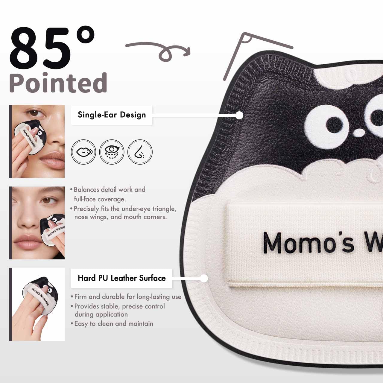 Lamb Toto Airy Marshmallow Puff,Makeup Sponge,Rubycell Material,Pointed Tip for Concealer + Flat Side for Foundation, Longwear Makeup, Travel Friendly & Reusable,2pcs Puffs & Storage Case-GlimoraGlow