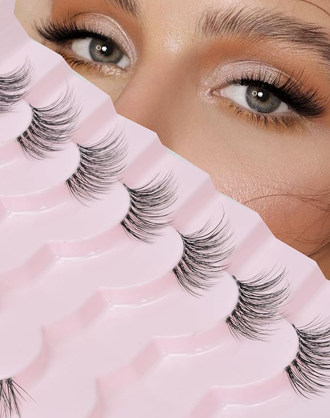 Half Lashes Natural Lashes Wispy Lashes Corner Lashes 3/4 False Eyelashes Natural Half Eyelashes Clear Band Lashes W05-GlimoraGlow