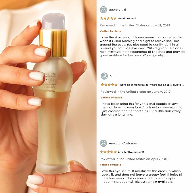 Premier Dead Sea Classic Eye Serum, Hypoallergenic, Age defying, Helps minimize wrinkles, Dark circles, Sagging skin, Reduce bags, with vitamins A & E 1.2 fl.oz-GlimoraGlow