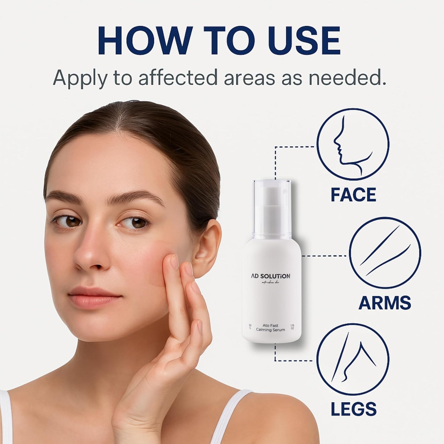 Ato Fast Calming Serum for Sensitive & Eczema-Prone Skin Instant Relief from Itch, Redness & Flare-Ups Powered by Cica & Panthenol 1.69 Fl Oz-GlimoraGlow