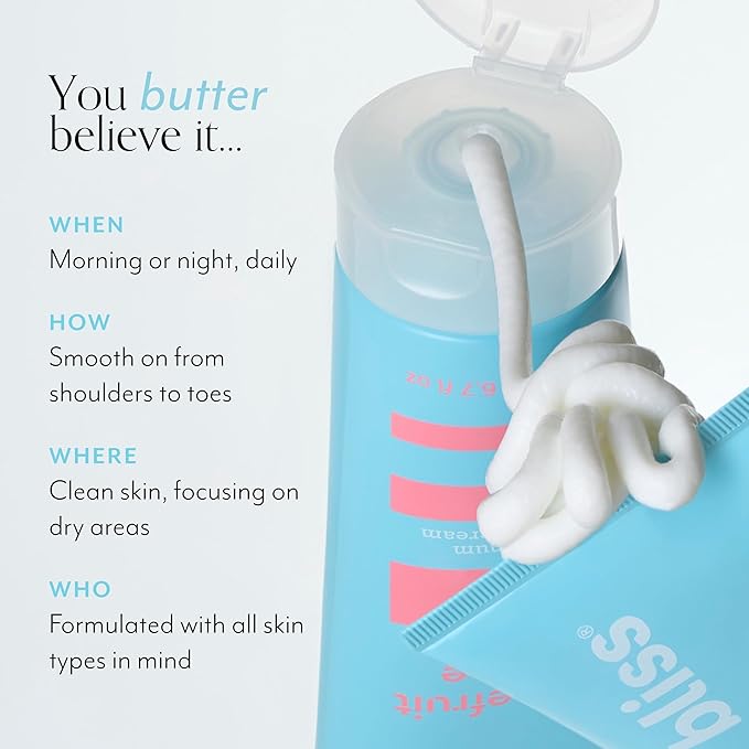 Bliss Body Butter - Grapefruit and Aloe - Maximum Moisture Cream - 6.7 Fl Oz - Body Lotion for Dry Skin - Long-Lasting Moisturizer for Women & Men - Vegan and Cruelty-Free-GlimoraGlow