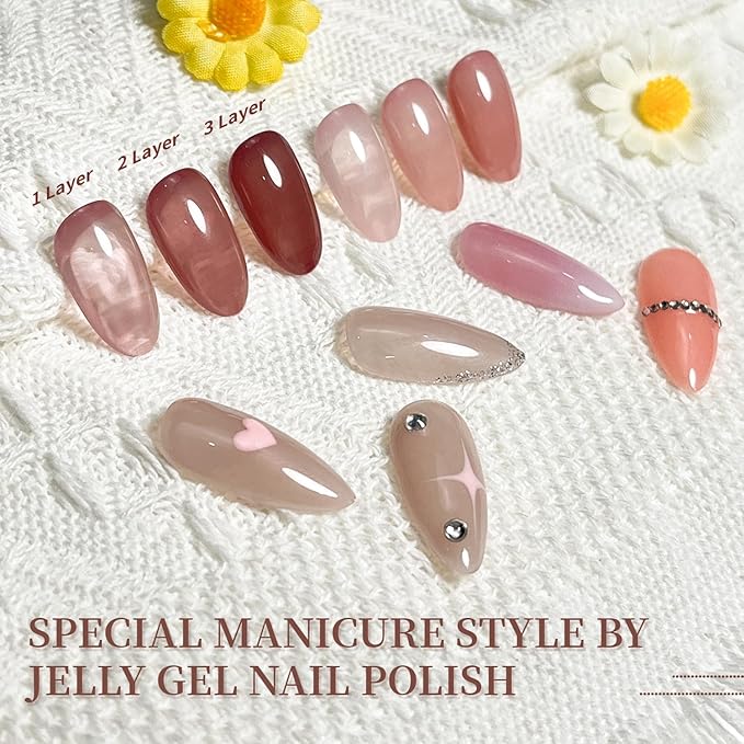 JODSONE 23PCS Gel Nail Polish Set 20 translucent Jelly Color Natural and Elegant Long Lasting Suitable for Home and Salon-GlimoraGlow