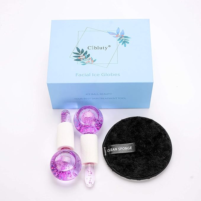 ICE Beauty Balls for Facial, 2PCS Purple Facial Roller for Cold Facial Massage Face Roller Balls with Anti-Freeze Liquid to Reduce Puffiness, Pores, Wrinkles…-GlimoraGlow