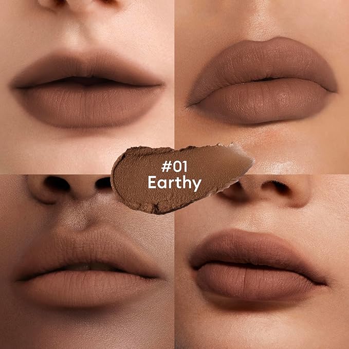 ITY Velvet Matte Finish Lip Stain-Mousse Textured Lip Clay, Nude Shade, Conceals Lip Lines, Rich Pigment Lip Tint Lipsticks, 0.14 oz (4g) in Earthy-GlimoraGlow