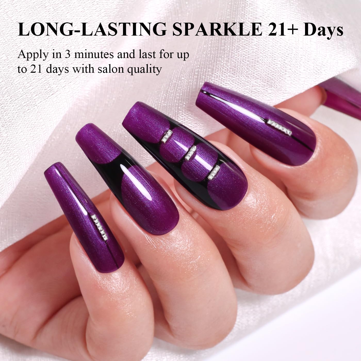 Imtiti Glitter Gel Nail Polish, Dark Purple Pearl Glitter Nail Gel Polish Diamond Shimmer Sparkle Soak Off UV LED Spring Summer Manicure 10ML-GlimoraGlow