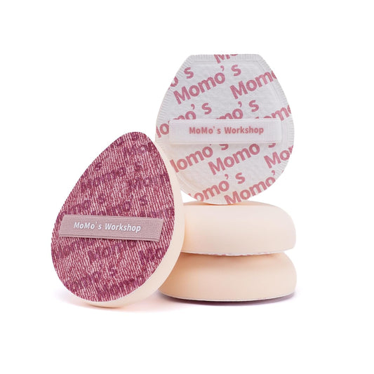 Pink Denim Makeup Sponges,Super Soft Blenders Sponge for Liquid Foundation Sponge,Large&Soft Yet Bouncy Rubycell,Egg&Flat Edge shape for Dry/Combination Skin,Travel Friendly,2pcs &Storage Case-GlimoraGlow