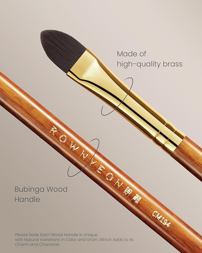 Desert Oak Series Liquid-Sculpt Pro Concealer Brush - Wide Teardrop Head for Under Eyes & Redness, Bubinga Wood, Brass Ferrule (CM 194)-GlimoraGlow