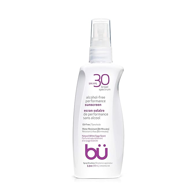 BU SPF 30 Sunscreen Spray for Face and Body, Non Aerosol Spray, Ultrafine WOWmist, TSA Travel Size Sunscreen, Clear, Non Greasy, Water Resistant, White Sage 3.3 oz-GlimoraGlow