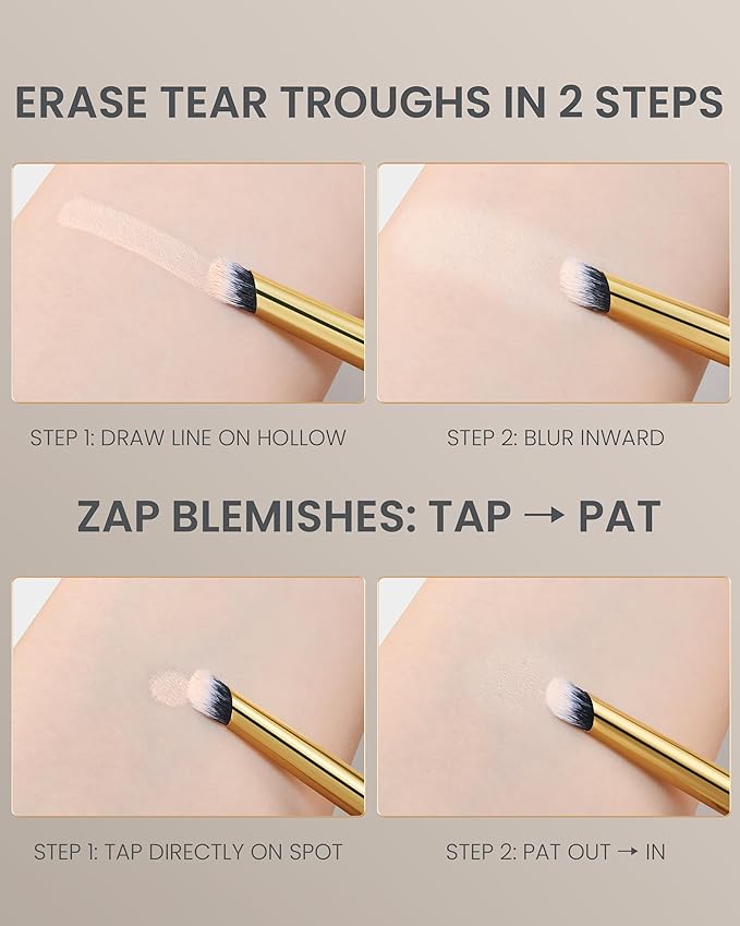 Desert Oak Series MicroBlur Tap Concealer - 6mm Finger-Tip Precision Brush for Tear Troughs & Acne Spots, Vegan Nylon, Bubinga Handle (CM 199)-GlimoraGlow