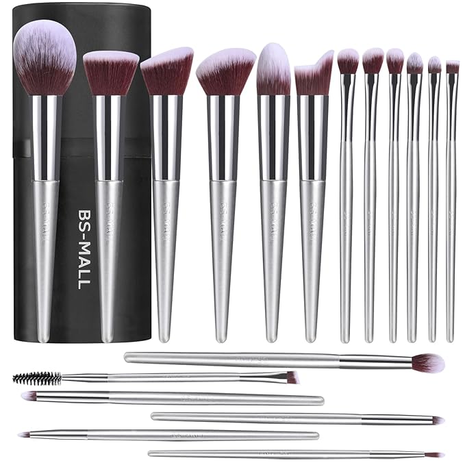 BS-MALL Makeup Brush Set 18 Pcs Premium Synthetic Foundation Powder Concealers Eye shadows Blush Makeup Brushes with black case-GlimoraGlow