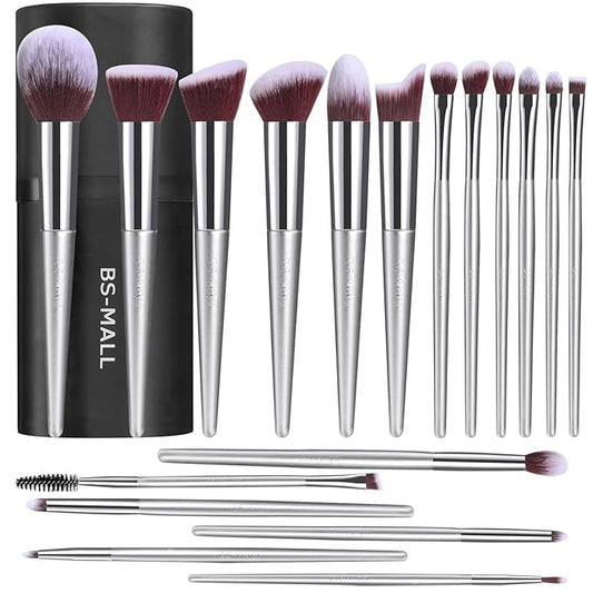 BS-MALL Makeup Brush Set 18 Pcs Premium Synthetic Foundation Powder Concealers Eye shadows Blush Makeup Brushes with black case-GlimoraGlow