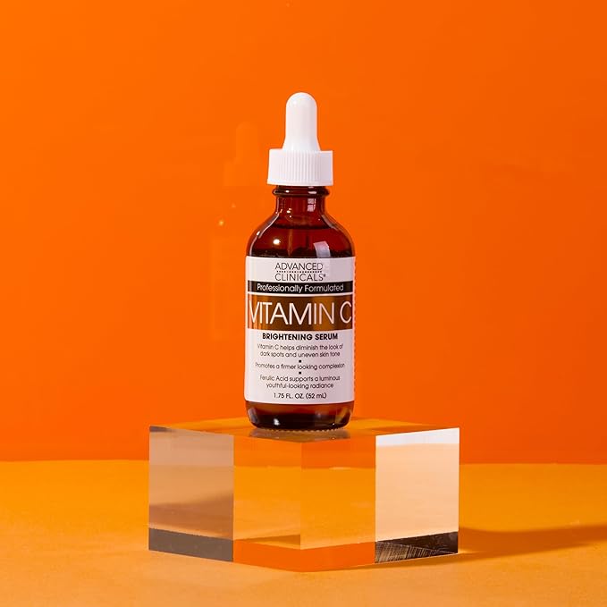 Advanced Clinicals Brightening Vitamin C Serum For Face With Glycolic Acid + Lactic Acid | Vitamin C Eye Serum Face Moisturizer For Improving Look Of Dark Spots & Uneven Complexion, 2-Pack-GlimoraGlow