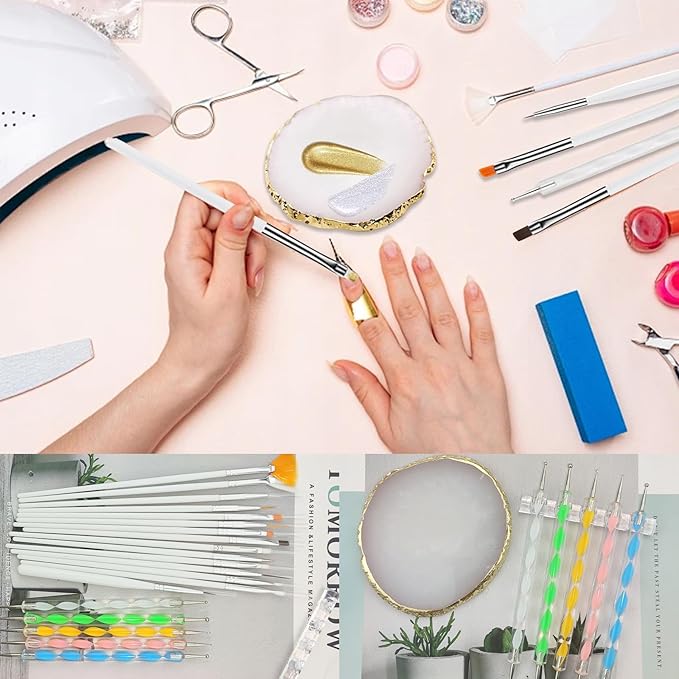 22 Pack Resin Art Palette, Makeup Mixing Palette, Gold Edge Nail Art Tool Gel Design Nail Art Makeup Mixing Tray DIY-GlimoraGlow