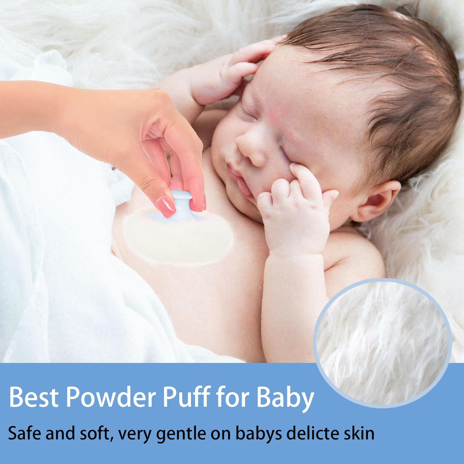 SHIMIDO Body Powder Puff and Container, 3.15" Portable Empty Body Powder Container for Baby Women's Loose Dusting Powder, Powder Case Box with Lids for Bath, Travel and Home Use (Aqua Blue)-GlimoraGlow