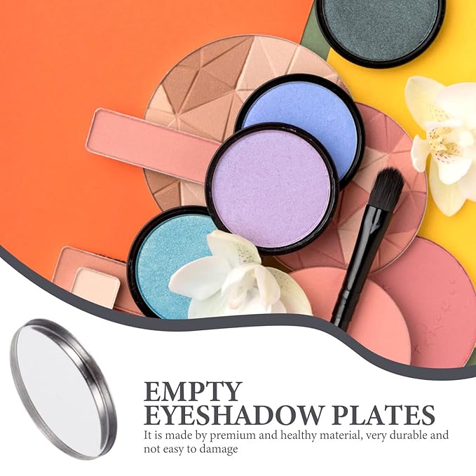 20pcs Metal Makeup Eyeshadow Jars Pan Palettes Tin Lipstick Foundation Single Holder Watercolor Eye Tray Steel Round Blush Pans Magnetic Cosmetic Plate Empty Pigment for-GlimoraGlow