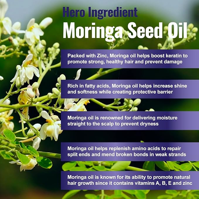 100 Natural Botanical Hair Growth Serum for Nourishing Hair Scalp and Protecting Hair loss, Moringa Camellia Rosemary Castor Tea Tree Peppermint Jojoba Blended , Made In USA (2oz)-GlimoraGlow