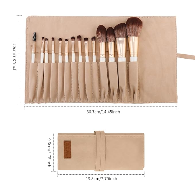 DUcare Makeup Brushes with Bag - 14Pcs Professional Synthetic Make Up Brushes Set for Blush Concealer Foundation Bronzer Powder Eyebrow Contour Eyeshadow Blending Makeup Brush Set Mekaup bag, White-GlimoraGlow