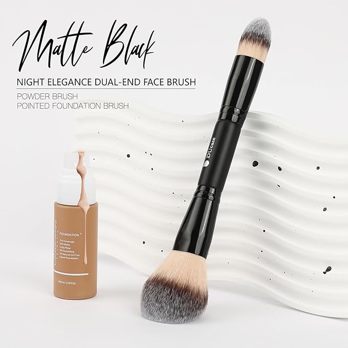 DUcare Powder Brush Foundation Brushes Double Ended Blush Setting Brush for Rounded Taperd Liquid, Cream, Powder,Blending, Buffing-GlimoraGlow