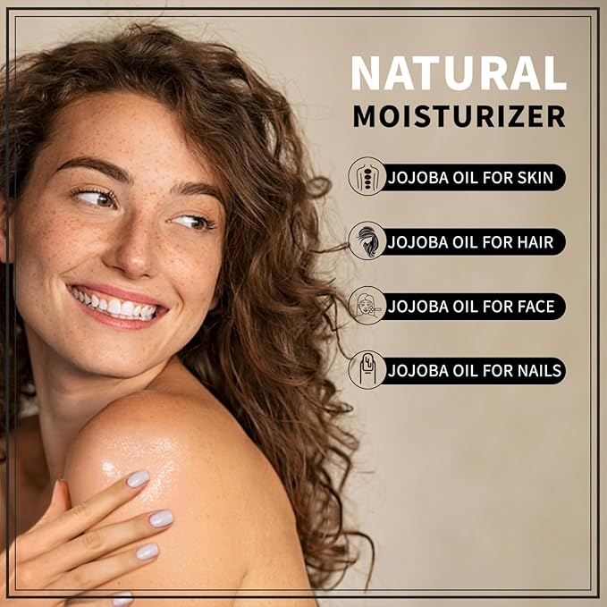 Yoken 32 fl oz (EWG Verified) 100% Pure Jojoba Carrier Oil - Unrefined, Hexane-Free, Cold Pressed for Skin, Face, Hair, Nails, and Massage-GlimoraGlow