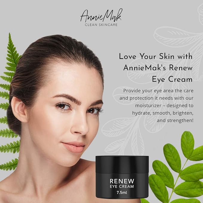 AnnieMak Renew Eye Cream for Dark Circles, Puffiness & Wrinkles Around Eyes, Under Eye Brightener, Vitamin Infused Moisturizer, Hydrating, Brightening & Smoothing Skin Care (0.25 fl oz)-GlimoraGlow