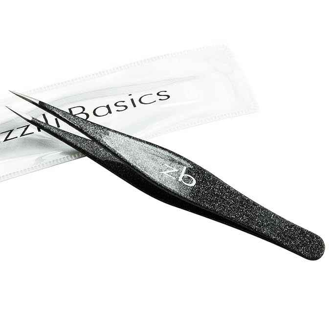 Ingrown Hair Tweezers by Zizzili Basics - Surgical Grade Stainless Steel Fine Pointed Tweezers - Precision Aligned Tips for Splinter, Eyebrow & Facial Hair Removal - with Bonus Tip Guard & Carry Pouch-GlimoraGlow