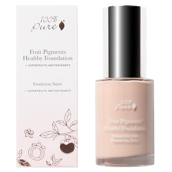 100% PURE Fruit Pigmented Healthy Foundation, Alpine Rose, Liquid Foundation Makeup, Anti-aging, Full Coverage, Matte Finish - 1 Fl Oz-GlimoraGlow