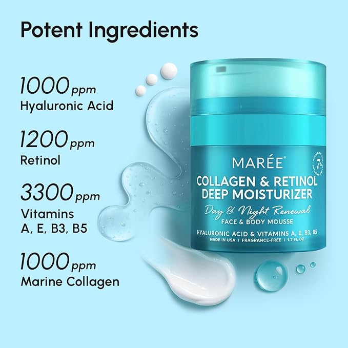 MAREE Face Moisturizer Retinol Cream for Face - Wrinkle Cream for Women - Anti Aging Face Cream - Facial Moisturizer with Collagen - Crema Hidratante Para la Cara for Skin Tightening-GlimoraGlow