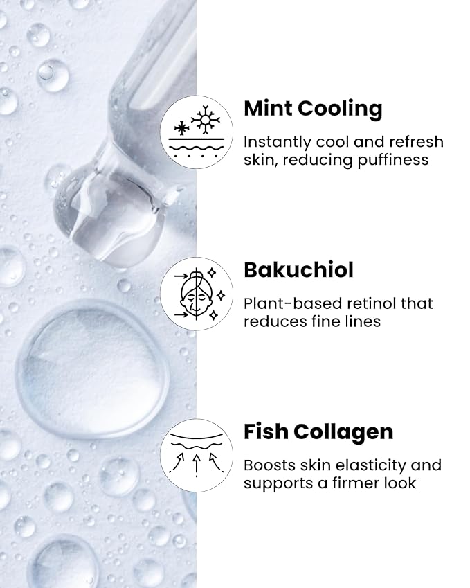 Ice Roll Serum | Cooling & Hydrating Roll-On Serum for Face, Puffy Eyes, Bakuchiol & Collagen for Firming & Lifting, Facial Roller for Depuffing, Under Eye Bag Treatment | Korean Skin Care-GlimoraGlow